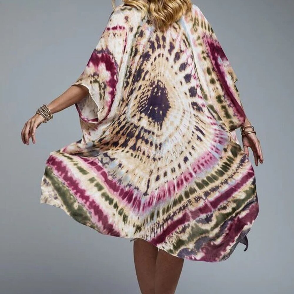 Bohemian Purple Dream Tie Dye Dainty Kimono